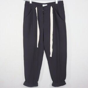 Aritzia Wilfred Allant Crepe Drawstring Womens Size 0 Black Cropped Jogger Pants
